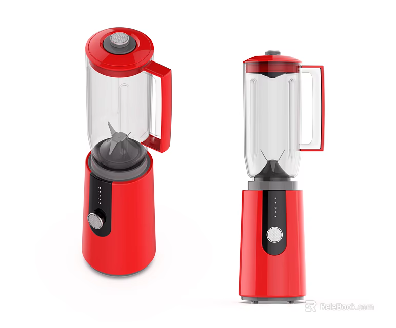 Red Electric Blenders For Household Use With Modern Design And Transparent Jars 3d model 