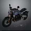 Modern Blue Motorcycle With Black Seat Red Suspension And Silver Exhaust