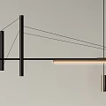 Modern Geometric Chandelier With Linear Black Frame And Hanging Circular Ring Design 3d model