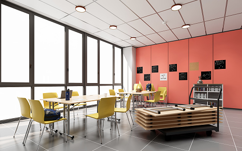 Modern Classroom Ordinary Classroom 3d model