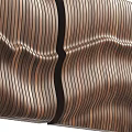 Wooden Sofa Background Wall With Wavy Texture Three Panel Striped Design 3d model
