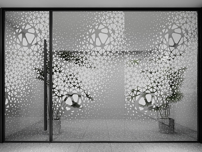 Modern Art Glass Door 3d model