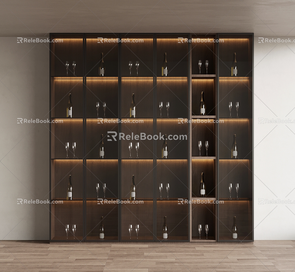 Wine cabinet glass door 3d model