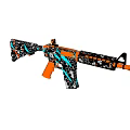 Custom Decorative Rifle With Orange Black Blue White Hexagon Geometric Patterns 3d model