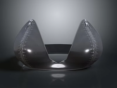 Transparent Semicircular Daily Necessity Featuring Zipper Detail And Smooth Surface Design 3d model