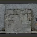 Cartoon Scene Featuring Dilapidated Brick Structure With Stone Slab Floor Broken Walls and Metal Door