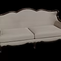 Beige Two Seater Sofa With Dark Wooden Carved Frame And Classical Design