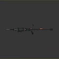Heavy Machine Gun With Tripod Stand Black Metal Body And Red Accent Details
