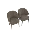 Modern Accent Chair With Upholstered Fabric Curved Backrest And Dark Wooden Legs