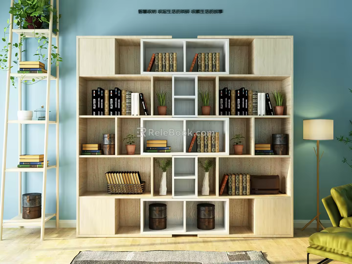 Nordic Bookcase Simple Creative Bookcase Combination 3d model