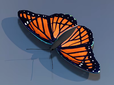 Vibrant Monarch Butterfly With Orange And Black Wings And White Spots On Spread Wings 3d model