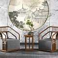New Chinese Style Casual Sofa Combination Single Chair 3d model