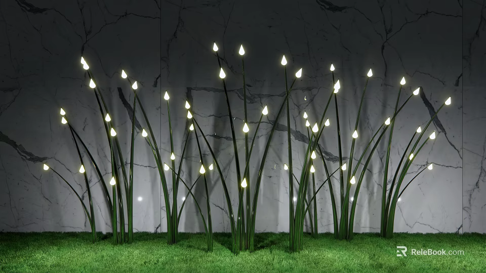 Grass Shaped Outdoor Lights With LED Illuminated Tips For Garden Lawn Decoration 3d model 