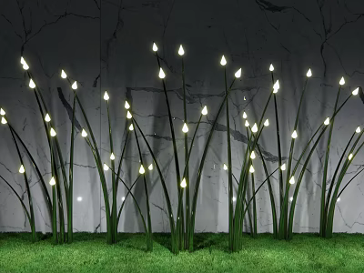 Grass Shaped Outdoor Lights With LED Illuminated Tips For Garden Lawn Decoration 3d model