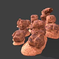 Geological Red Rock Structures Display With Miniature Figure For Scale Reference 3d model