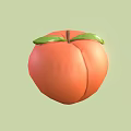 Fresh Orange Peach with Green Leaves on Light Green Background