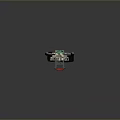 Sleek Tech Inspired Weapon Blade With Metallic Body Green Accent And Chain Decoration