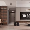 Modern Living and Dining Room Interior With Beige Sofa Coffee Table Chandelier And Decorative Painting
