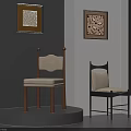Stylish Chairs In Different Styles On Gray Wall With Framed Art And Window Blinds