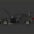 BMW Black Race Car With Open Hood Doors And Rear Spoiler Alloy Wheels