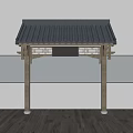 Traditional Chinese Architectural Component With Gray Tile Roof Wooden Structure Carved Decor And Columns