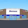 Rite Aid Pharmacy Commercial Building with Walgreens GNC Live Well Food Mart Storefronts