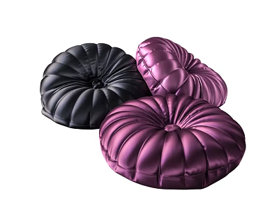 Black and Purple Round Soft Bean Bag Chair for Home Living Room Comfort 3d model