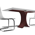 Modern Glass Top Table And Transparent Chairs Set With Wooden Legs Design