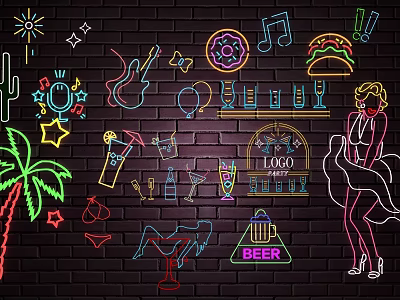 Modern Neon Lights 3d model