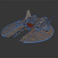 Futuristic Copper Brown Spaceship Model With Wing Like Structure And Yellow Cockpit