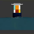 CMA CGM Container Ship Model With Colorful Containers On Blue Water Base