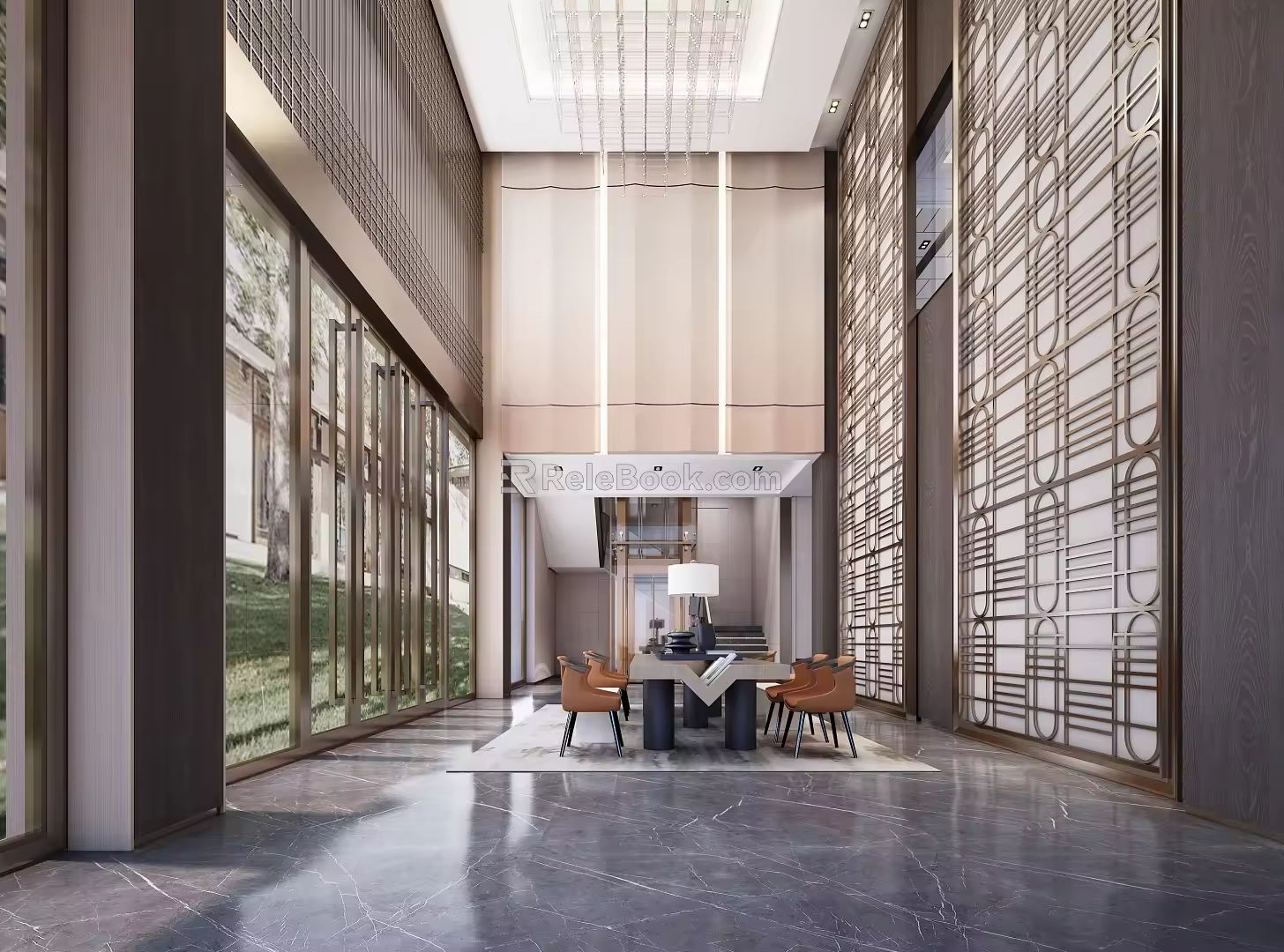 Modern Front Desk Hotel Front Desk Bar Reception Area 3d model