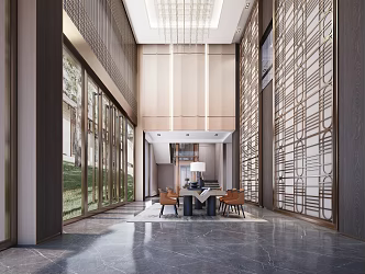 Modern Front Desk Hotel Front Desk Bar Reception Area 3d model
