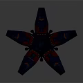 Detailed Sci Fi Aircraft Toy Model Featuring Blue Red Wings And Stand Base