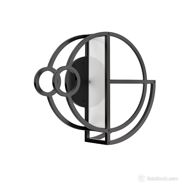 Modern Geometric Wall Light With Black Metal Frame And Clear Glass Panel 3d model 