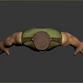 Muscular Male Character With Green Sleeveless Shirt Khaki Pants And Serious Expression