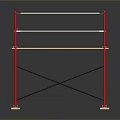 Red Metal Scaffolding With Wooden Platform And Stable Support Structure 3d model