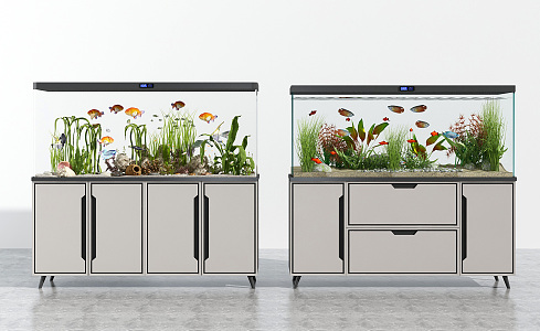 Modern fish tank fish tank combination 3d model