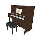Brown Wooden Upright Piano With Padded Stool And Music Sheet On Surface