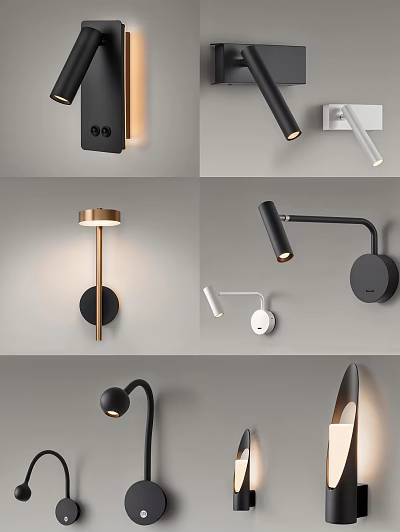 Modern Wall Lamps With Various Designs And Adjustable Arms For Home Interior Decor 3d model