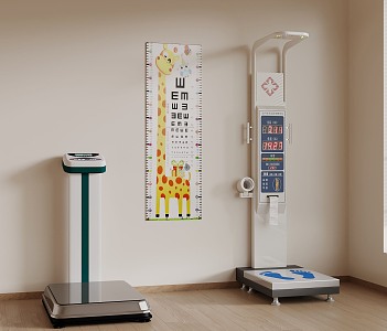 Modern weight meter height measurer children's visual acuity chart 3d model