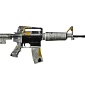 Double Tactical Assault Rifles Featuring Yellow Black Silver Modern Design And Accessories