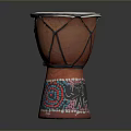 Traditional Handcrafted Djembe Drum with White Drumhead and Colorful Base Patterns
