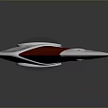 Triangular Decorative Artisan Piece With Red Silver Accents And Black Circular Design