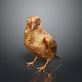Golden Bird Sculpture With Metallic Texture Standing Pose Detailed Wings Claws And Dark Background