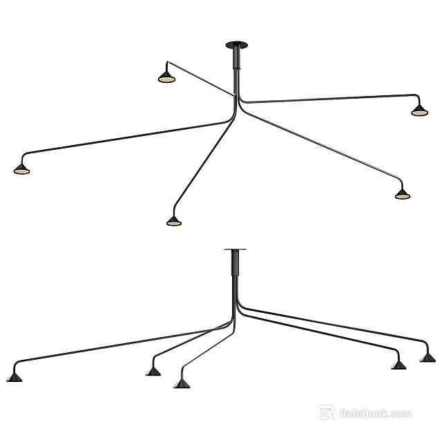 Modern Ceiling Light Design With Multiple Branches And Light Heads 3d model