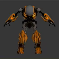 Orange Black Mechanical Weapon Robot Featuring Transparent Head And Armored Limb Design 3d model