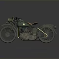 Vintage Green Motorcycle With Orange Seat Star Emblem And Retro Design