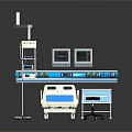 Hospital Medical Bed With Multiple Monitor Displays And Adjustable Equipment Arm