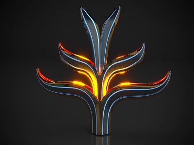 Modern Tree Shaped Wall Lamp With Metallic Branches And Warm LED Lights 3d model